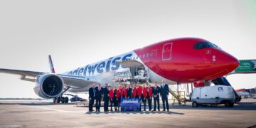 Një Airbus A350-900 “fringo” zbret në Aeroportin e Prishtinës, kompania e mori në dorëzim vetëm pak ditë më parë