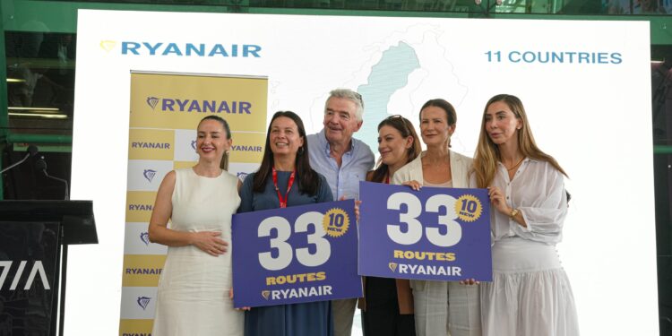 Ryanair hap bazë të re në Tiranë: 3 avionë, plus 10 linja të reja (33 në total) teksa trafiku rritet në 4 milionë pasagjerë në vit
