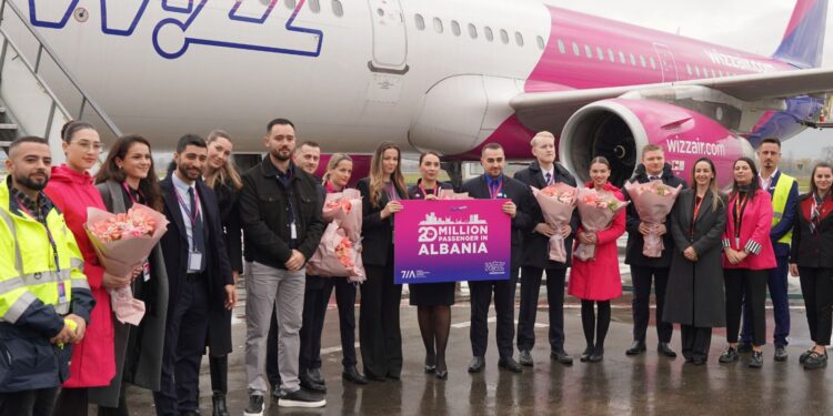 Wizz Air feston 20 milionë pasagjerë në Aeroportin Ndërkombëtar të Tiranës