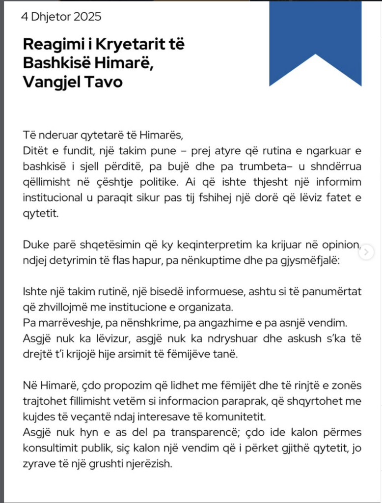 Sqarimi Vangjel Tavos në shqip