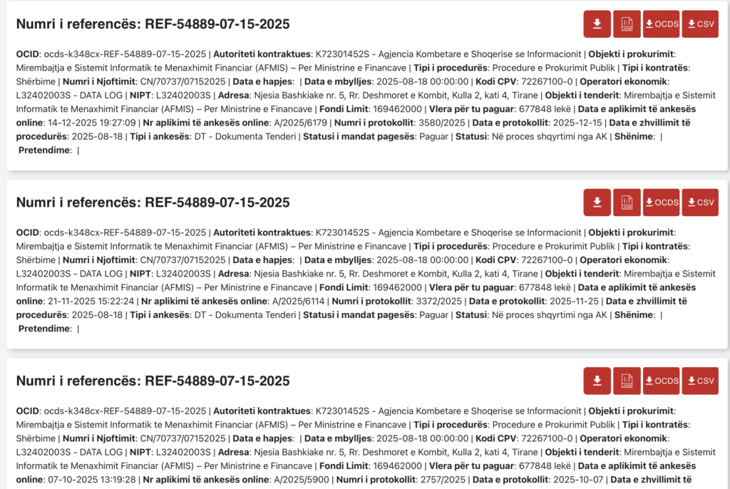 Ankesat e kompanise Data Log ne KPP per tenderin ne fjale 