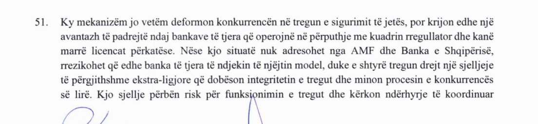 Konstatimi i Komisionit te Konkurrences pas hetimit te Intesa San Paolo Bank 