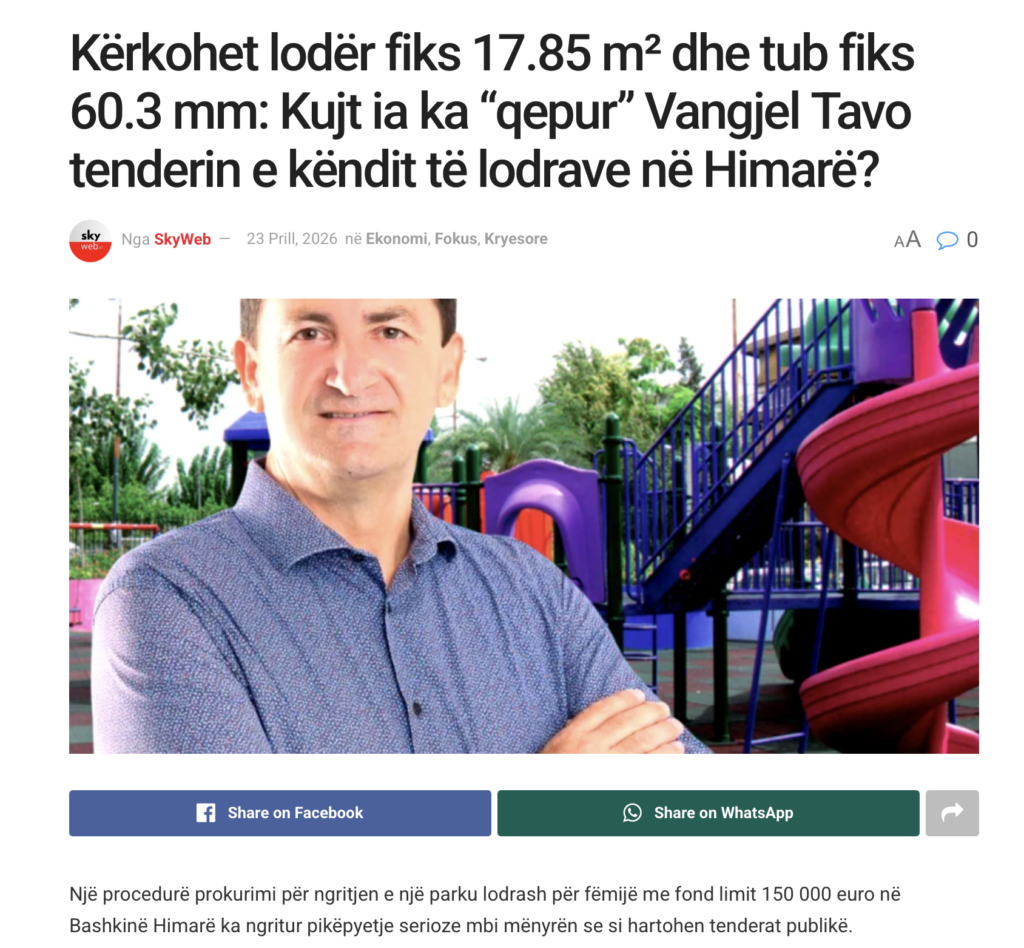 Raportimi i Skyweb.al ne 23 prill 2026 per problematiken ne fjale 